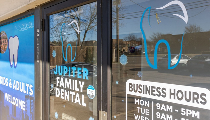 Front door for Jupiter Family Dental of Richardson