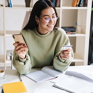 Woman using a credit card